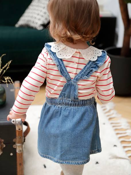 Robe salopette en denim bébé bretelles volantées stone 7 - vertbaudet enfant 