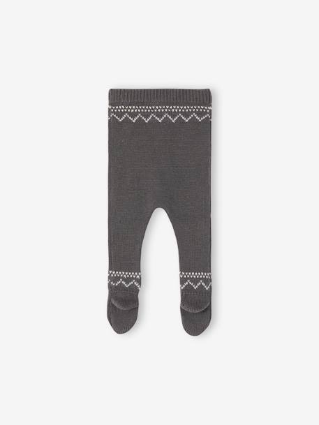 Pantalon avec pieds en maille jacquard bébé bleu ardoise 2 - vertbaudet enfant 