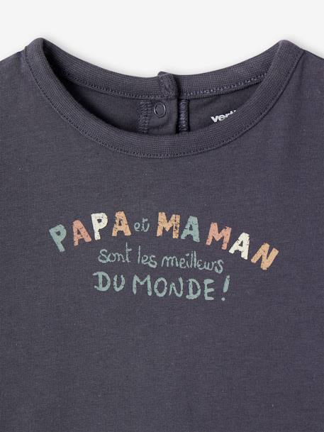 T-shirt à message bébé en coton bio bleu ardoise 2 - vertbaudet enfant 