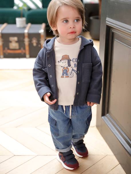 Chemise à capuche pressionnée devant bébé bleu ardoise 7 - vertbaudet enfant 