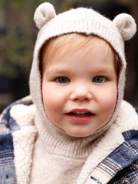 Cagoule avec plastron bébé fille en maille beige chiné+rose pâle 5 - vertbaudet enfant 