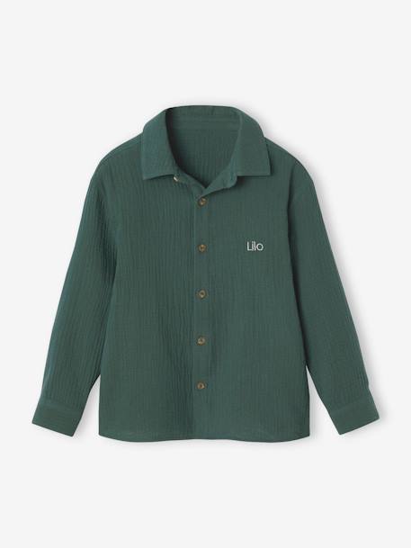 Chemise gaze de coton garçon vert sapin 4 - vertbaudet enfant 