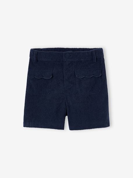 Short velours fille poches festonnées marine+rose poudré 1 - vertbaudet enfant 