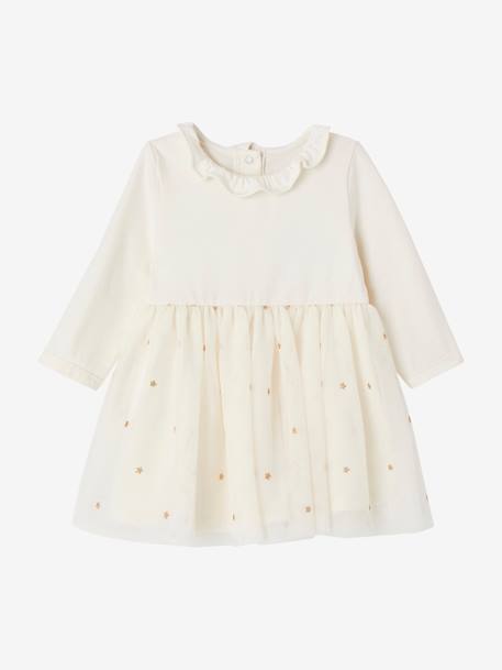 Robe bi-matière bébé fille écru 3 - vertbaudet enfant 