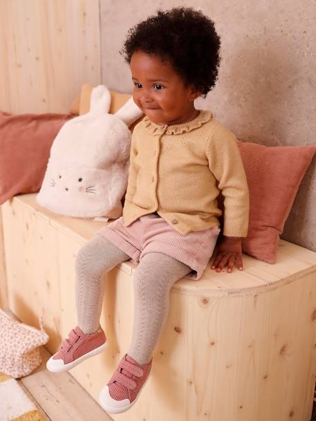 Cardigan bébé ajouré ocre+vieux rose 6 - vertbaudet enfant 