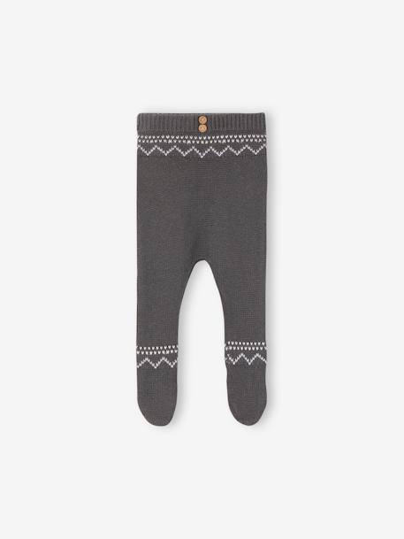 Pantalon avec pieds en maille jacquard bébé bleu ardoise 1 - vertbaudet enfant 