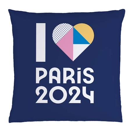 Coussin carré PARIS 2024 Jeux Olympiques Cœur - Bleu marine - 40x40cm BLEU 1 - vertbaudet enfant 