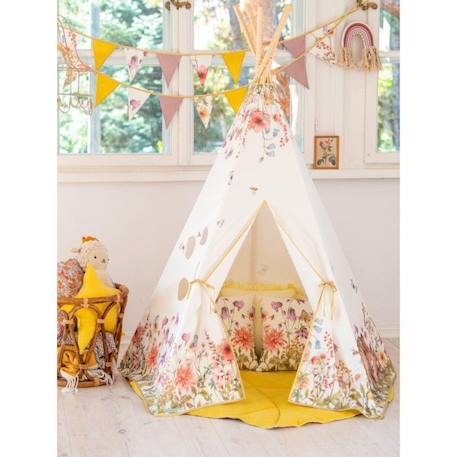 Ensemble tipi et tapis enfant Moi Mili 'Fleurs Sauvages' - fleurs sauvages - TU BLANC 3 - vertbaudet enfant 