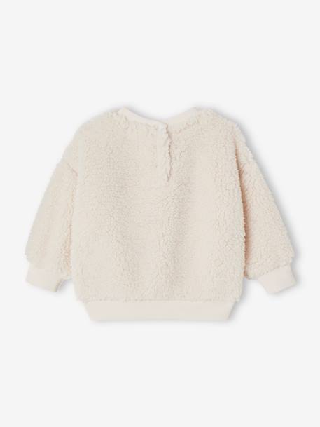 Sweat-shirt brodé amour en sherpa bébé écru 2 - vertbaudet enfant 