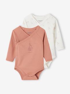 Lot 2 bodies manches longues bébé ouverture naissance en coton bio  - vertbaudet enfant