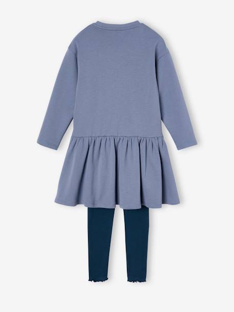 Robe en molleton et legging en côtes fille bleu grisé+blush 4 - vertbaudet enfant 