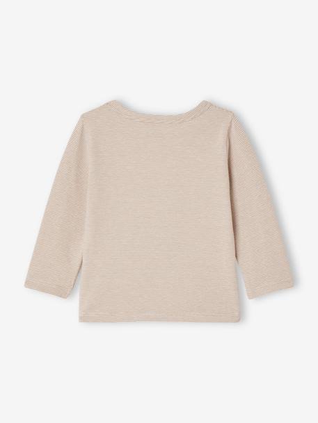 Tee-shirt douillet à fines rayures bébé ouverture pressionnée épaule bleu grisé+cappuccino 7 - vertbaudet enfant 