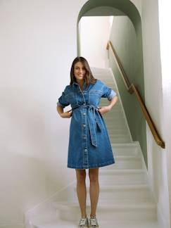 Vêtements de grossesse-Robe-Robe chemise en jean grossesse et allaitement