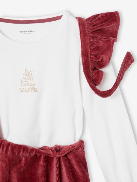 Ensemble t-shirt et jupe en velours à bretelles volantées fille prune 5 - vertbaudet enfant 