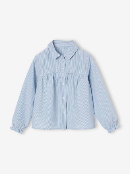 Chemise évasée en popeline fille blanc+bleu ciel 5 - vertbaudet enfant 