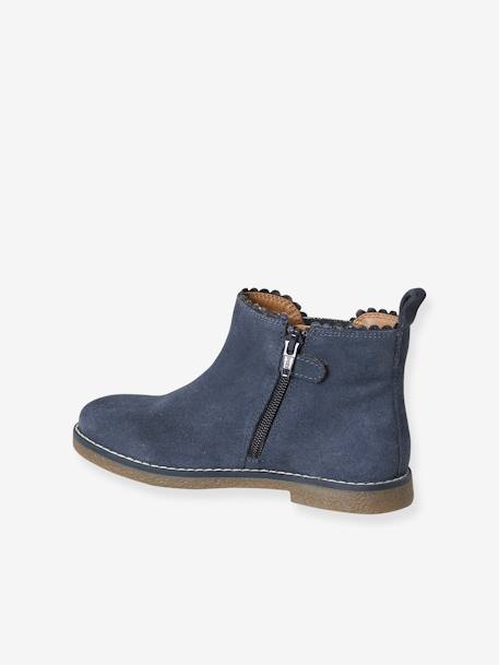 Boots cuir fille élastiquées marine+or 3 - vertbaudet enfant 