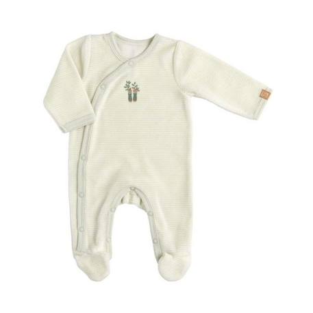 Pyjama bébé à manches longues en velours BLANC+VERT 7 - vertbaudet enfant 