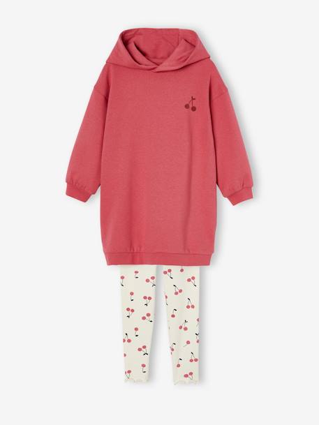 Ensemble robe molleton à capuche et legging fille rose 1 - vertbaudet enfant 