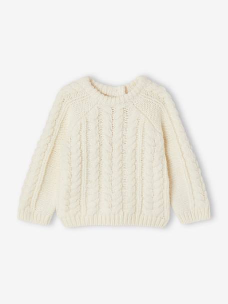 Pull Torsade Col Rond écru 1 - vertbaudet enfant 