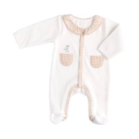 Pyjama bébé à manches longues en velours BLANC+VERT 2 - vertbaudet enfant 