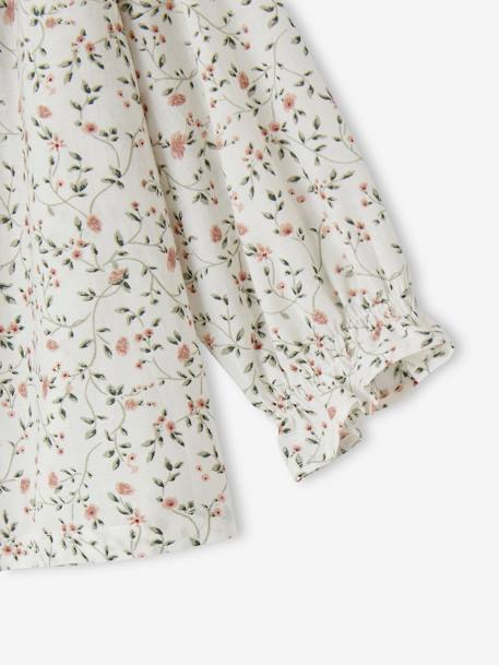 Blouse fleurie à smocks et volants bébé écru 4 - vertbaudet enfant 