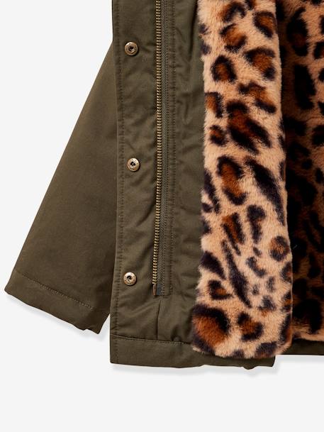 Parka fille doublée léopard CYRILLUS kaki 3 - vertbaudet enfant 