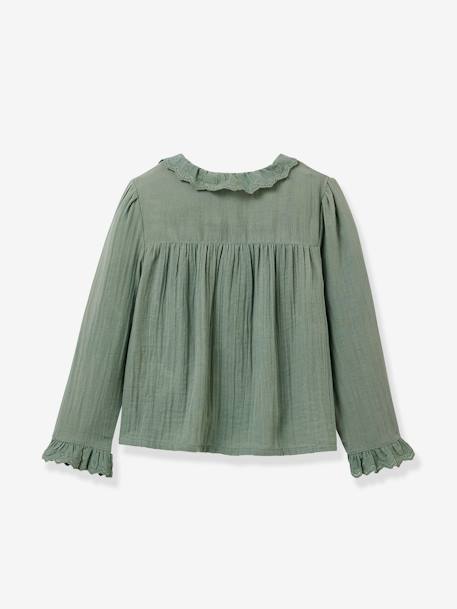 Chemise en gaze fille finition dentelle CYRILLUS écru+vert 4 - vertbaudet enfant 