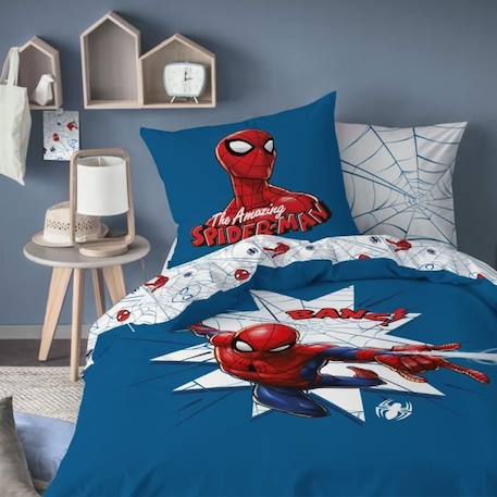 Parure de lit - Spiderman - Home Jumping - 100% coton - Bleu - Personnage de fiction BLEU 1 - vertbaudet enfant 