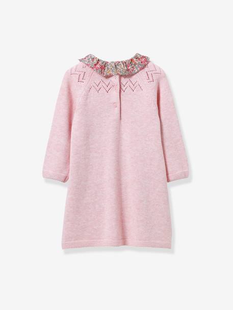 Robe en tricot col en tissu Liberty® bébé CYRILLUS bleu+rose chiné 5 - vertbaudet enfant 