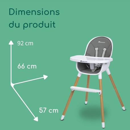 BEBECONFORT AVISTA Chaise haute évolutive, Dès 6 mois jusqu' à 6 ans (30 kg), se transforme en petite chaise enfant, Warm Grey GRIS 5 - vertbaudet enfant 