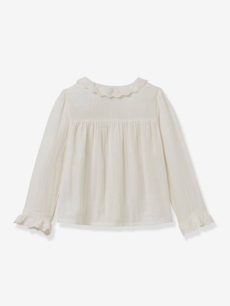 Chemise en gaze fille finition dentelle CYRILLUS écru+vert 2 - vertbaudet enfant 