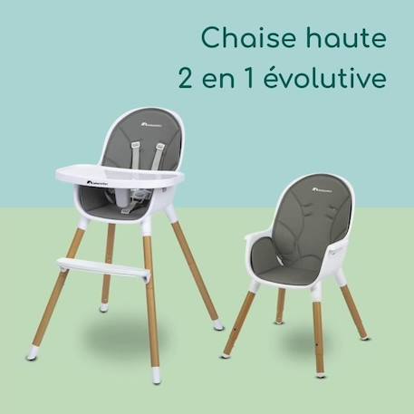 BEBECONFORT AVISTA Chaise haute évolutive, Dès 6 mois jusqu' à 6 ans (30 kg), se transforme en petite chaise enfant, Warm Grey GRIS 2 - vertbaudet enfant 