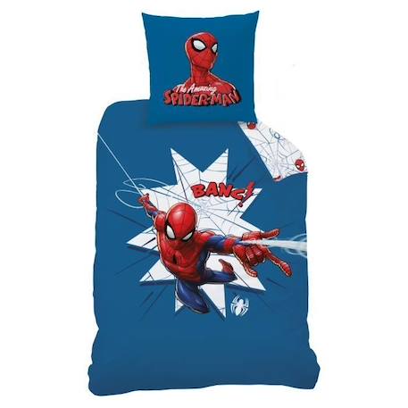 Parure de lit - Spiderman - Home Jumping - 100% coton - Bleu - Personnage de fiction BLEU 3 - vertbaudet enfant 