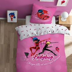 Parure de lit Miraculous Supergirl en coton 100% - Rose - 140x200cm - Licence officielle  - vertbaudet enfant