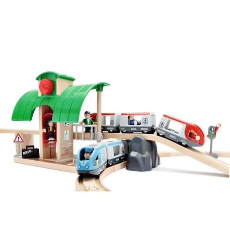 Brio World Circuit Plateforme Voyageurs - Coffret complet 42 pièces - Circuit de train en bois - Ravensburger - Dès 3 ans - 33512 MARRON 4 - vertbaudet enfant 