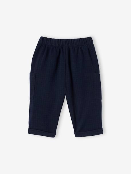 Pantalon chino en flanelle bébé marine 2 - vertbaudet enfant 