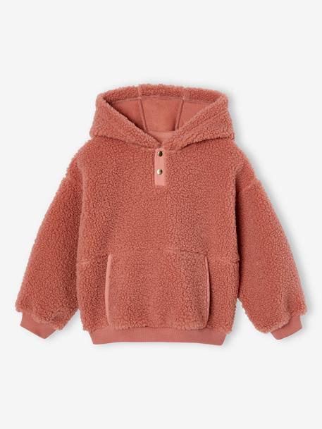 Sweat à capuche en sherpa fille écru+mauve 7 - vertbaudet enfant 