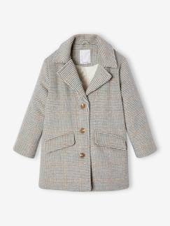 -Manteau en drap de laine à carreaux fille