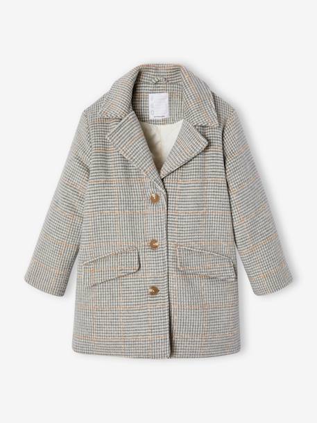 Fille-Manteau, veste-Manteau en drap de laine à carreaux fille