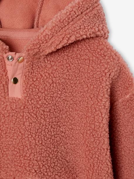 Sweat à capuche en sherpa fille écru+mauve 9 - vertbaudet enfant 