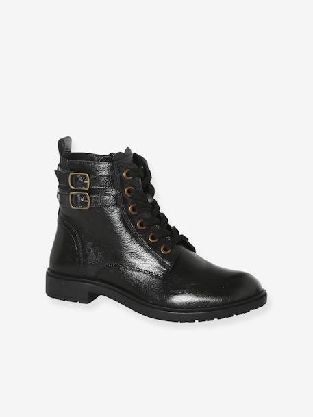 Boots gavroche cuir fille marron+noir 8 - vertbaudet enfant 