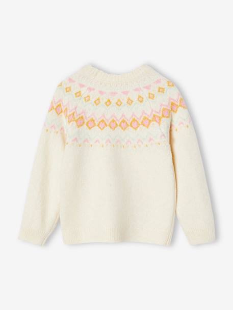 Pull jacquard fille écru+gris chiné 3 - vertbaudet enfant 