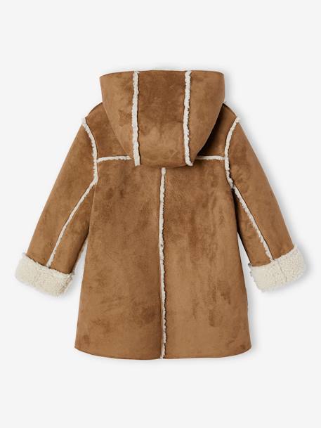 Manteau à capuche en peau lainée réversible fille marron 7 - vertbaudet enfant 