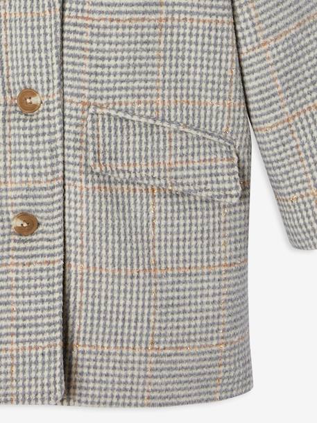 Manteau en drap de laine à carreaux fille carreaux gris 4 - vertbaudet enfant 