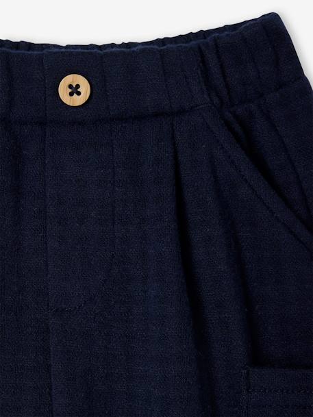 Pantalon chino en flanelle bébé marine 3 - vertbaudet enfant 