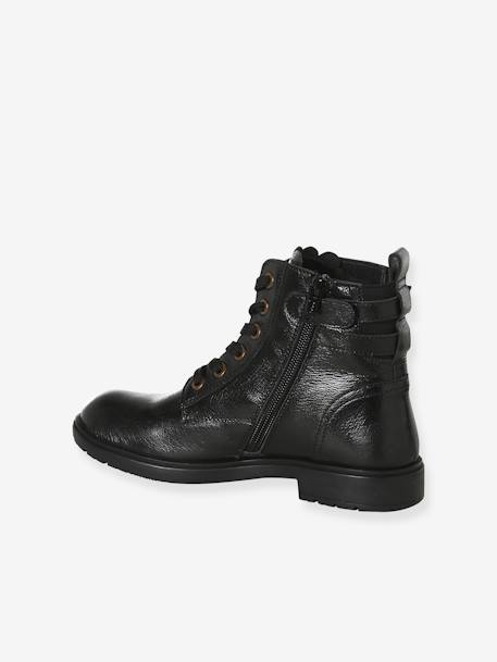 Boots gavroche cuir fille marron+noir 10 - vertbaudet enfant 