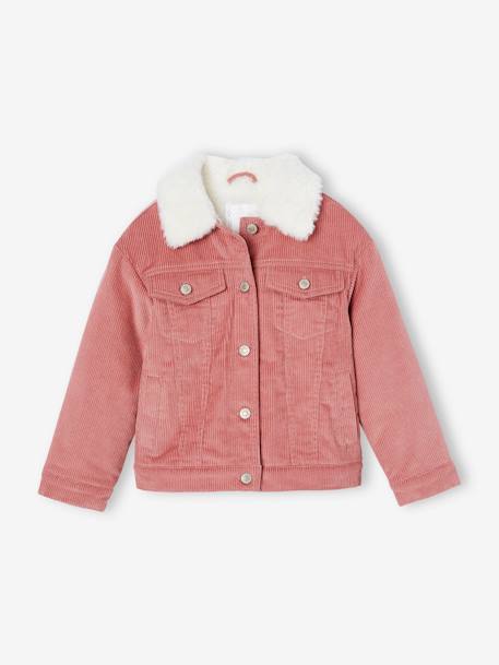 Veste en velours doublée fausse fourrure fille blush 1 - vertbaudet enfant 