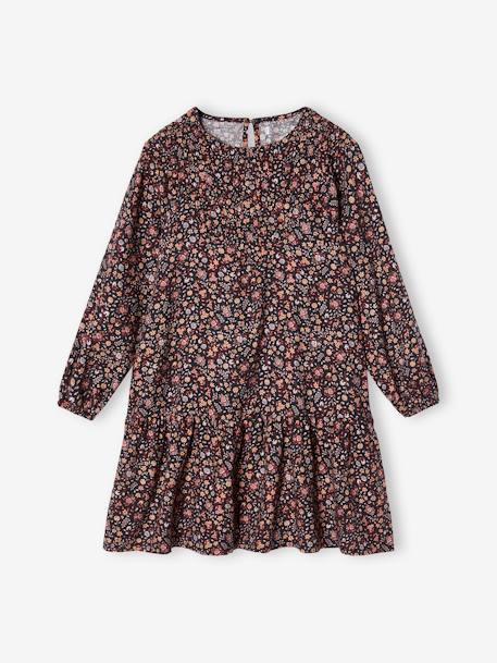 Robe à volant motifs fleurs fille rose imprimé 1 - vertbaudet enfant 