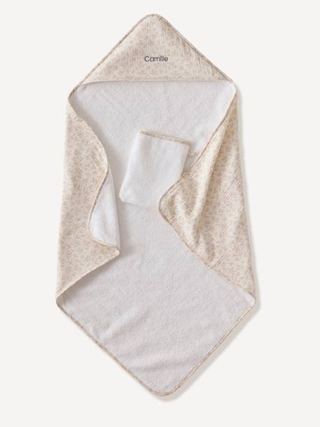 Coffret cape de bain personnalisable + gant de toilette HYGGE beige imprimé 6 - vertbaudet enfant 