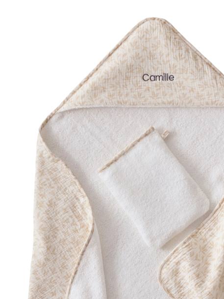 Coffret cape de bain personnalisable + gant de toilette HYGGE beige imprimé 4 - vertbaudet enfant 